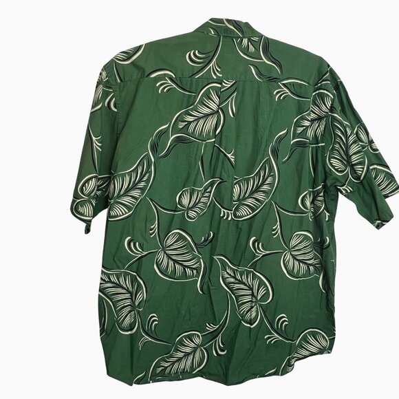 VTG Banana Republic 90 Men L Green Hawaiian Tropical Button-Up Camp Shirt Cotton - Picture 2 of 11